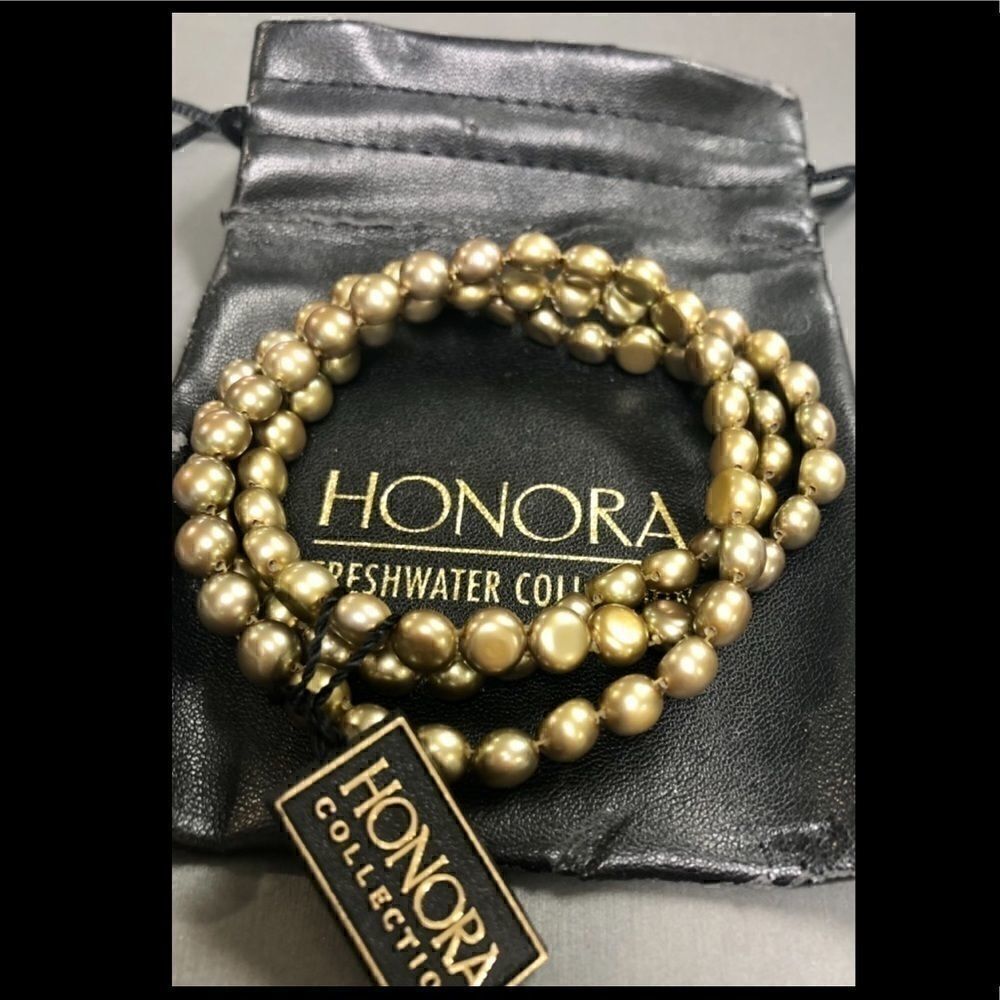Honora Green Pearl Stretchy Bracelets Set of 3